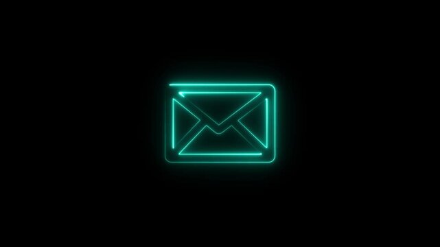 Glowing neon mail line icon animation illustration isolated on black background. mail envelope 4k video animation for web, mobile and ui design