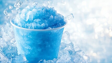 Enjoying a Blue Slushie Frozen Treat Refreshing Drink on a Hot Day