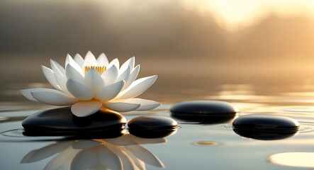 Flor de Loto Inspirado en el Zen con Piedras