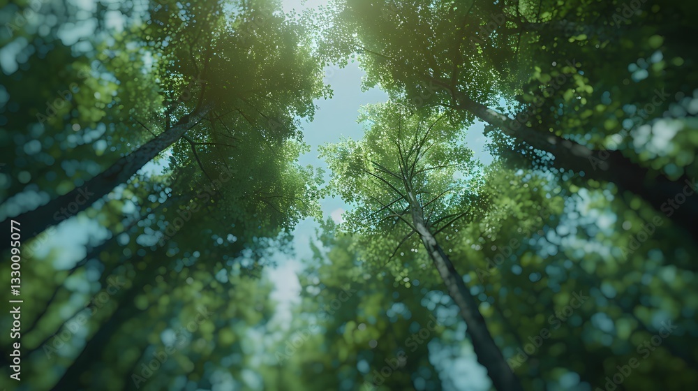 Poster a forest with trees in the foreground and background