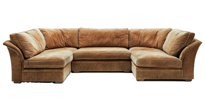 a brown couch with a brown pillow on it Cutout and isolated and transparent background image