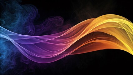 Naklejka premium Dynamic Abstract Wave Pattern in Spectrum Colors on Black Background Vibrant Visuals for Modern Design and Aesthetic Appeal