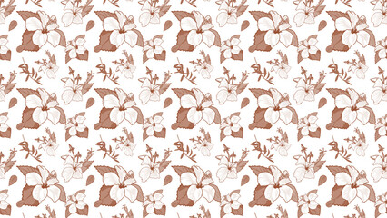 Seamless Hibiscus Flower Pattern Background with Pastel Colors