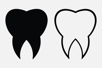 Tooth Shape Icon Silhouette Set Vector Illustration.