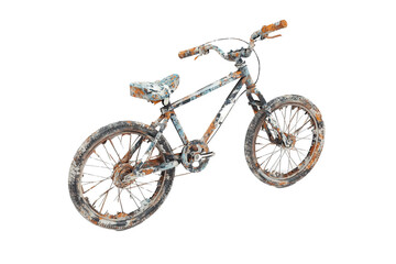 a bicycle with a broken tire on it Cutout and isolated and transparent background image