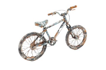 a bicycle with a broken tire on it Cutout and isolated and transparent background image