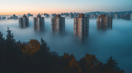 Obraz premium City in a Sea of Mist