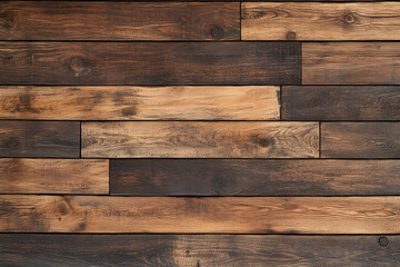 Naklejka premium Seamless hardwood floor pattern, dark walnut color, clean symmetrical wood grain, top view.