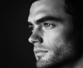 Obraz premium Man on colored background, handsome male portrait close up