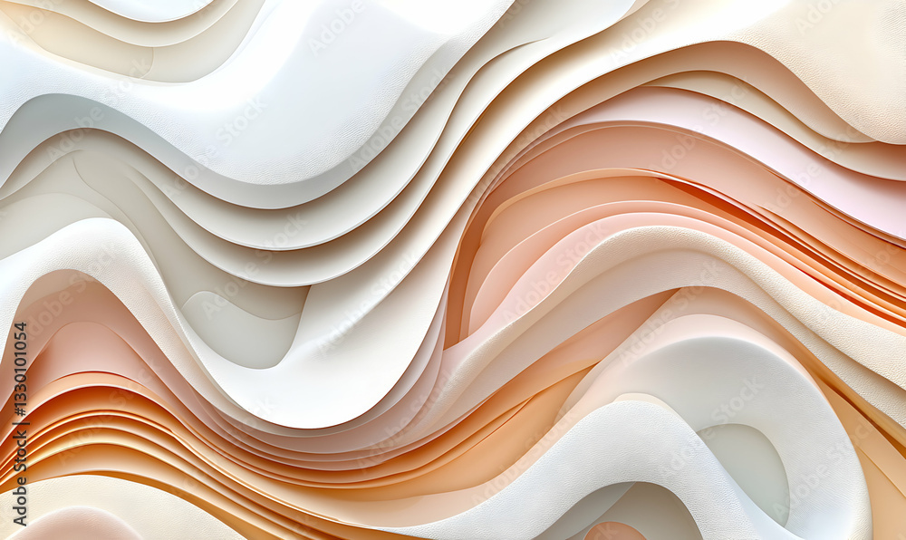 Poster abstract wave pattern with soft peach and cream color gradient