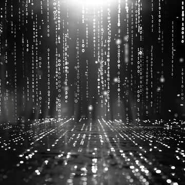 Binary code rain