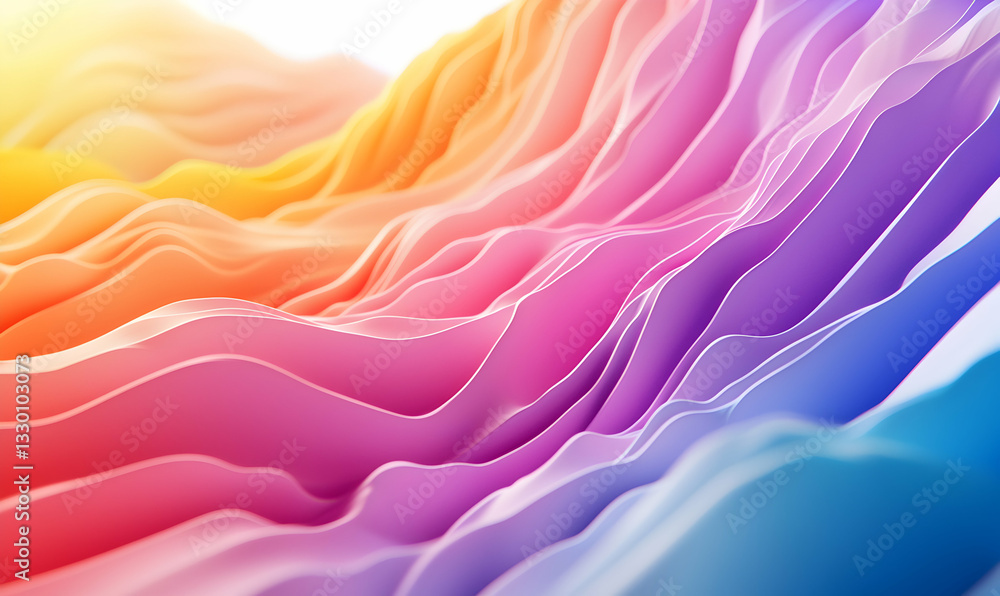 Aufkleber abstract wavy layers with colorful gradient background for modern designs