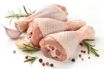 Fresh Raw Chicken Drumsticks With Herbs and Spices Ready for Cooking in a Clean Kitchen Setting Generative AI