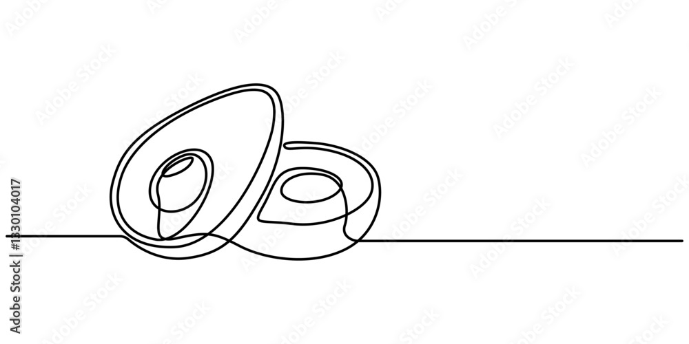 Poster avocado single line icon, continuous one single minimal line drawing avocado, avocado continuous lin