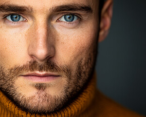 Obraz premium Man on colored background, handsome male portrait close up