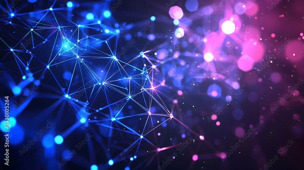 Poster abstract network connection with glowing nodes and lines digital art