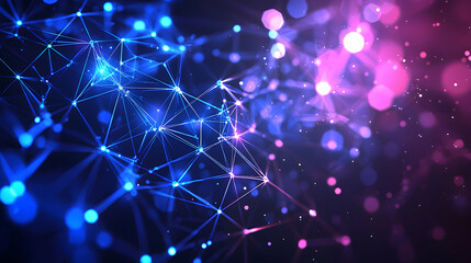 Abstract Network Connection with Glowing Nodes and Lines Digital Art