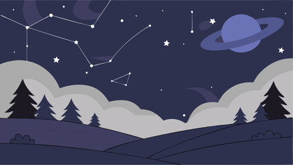 Naklejka premium night sky landscape astronomy vector svg
