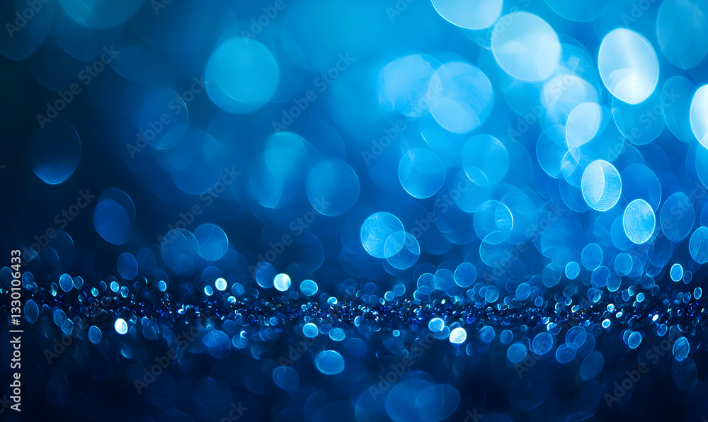 Poster sparkling blue glitter background with bokeh effect for festive design