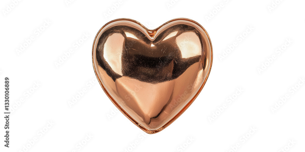 Poster shiny copper heart-shaped object . symbol of love and affection isolated on transparent background