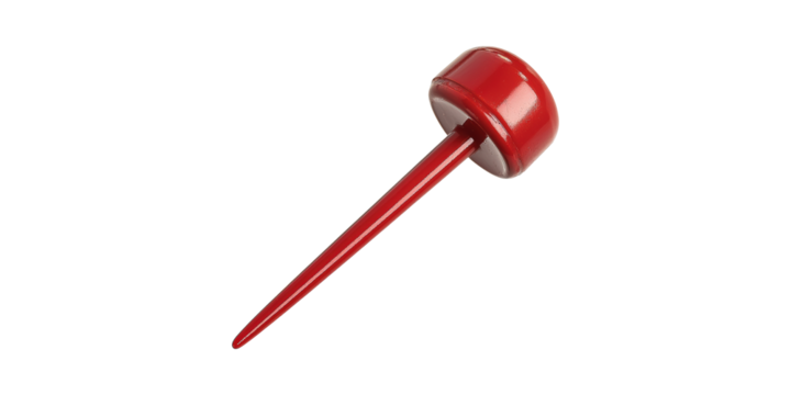Red Push Pin . Office And School Supply For Notice Boards Isolated On Transparent Background