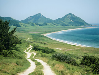 Fototapeta premium Coastal Landscape with Dirt Road