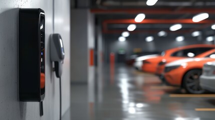 Fototapeta premium Modern EV Charging Station in Luxury Car Dealership