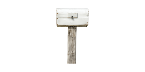 Rustic Mailbox Wooden Post . Vintage Postal Communication Isolated On Transparent Background