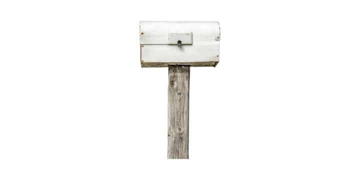 Rustic Mailbox Wooden Post . Vintage Postal Communication Isolated On Transparent Background