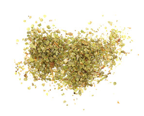 Dry marjoram leaves isolated on white background