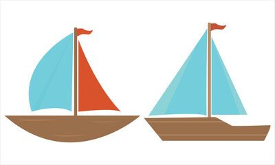 sailing ship set  on white background