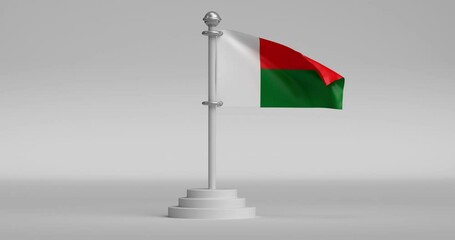 Madagascar Flag 4K Animation White Background