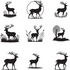 set of deer silhouettes