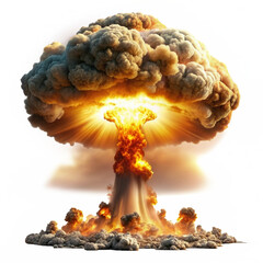 A Powerful Nuclear Explosion Mushroom Cloud Rising Above the Horizon A Visual Depiction of Atomic Power and Destruction