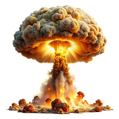A Powerful Nuclear Explosion Mushroom Cloud Rising Above the Ground
