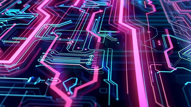 Leuchtende Schaltkreis-Verbindungen in futuristischem Design