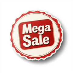 mega sale sticker Isolated on white Background.