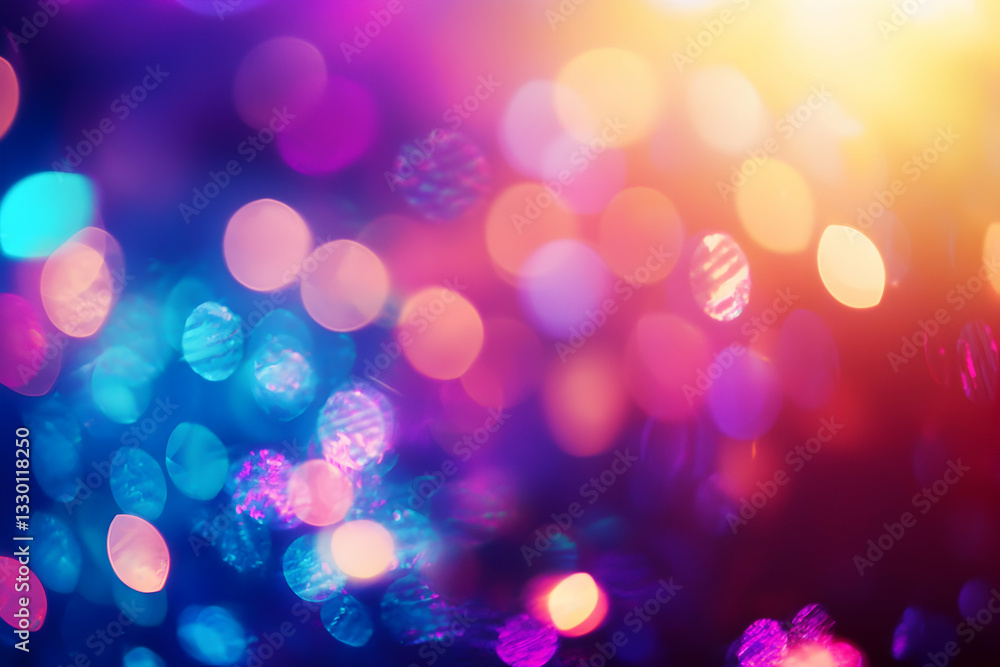 Poster abstract bokeh lights background with glowing festive color effects