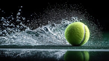 Tennis ball splashing in water