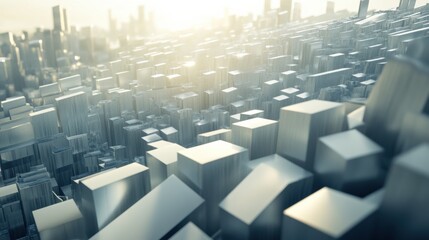 Fototapeta premium Abstract Cityscape with Geometric Shapes and Reflections in Light