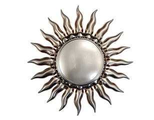 3d render of sun with metal frame isolated on transparent background