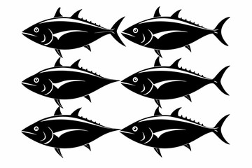 tuna fish set line art silhouette vector illustration