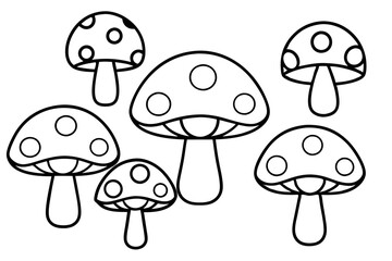 mushroom set line art silhouette vector illustration