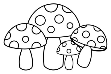 mushroom set line art silhouette vector illustration