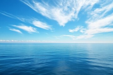 Obraz premium Fluffy white clouds against clear sky. Neural network AI generated