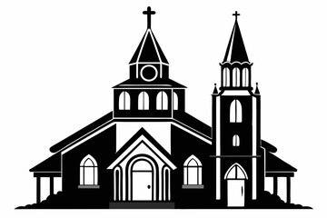 church line art silhouette vector illustration