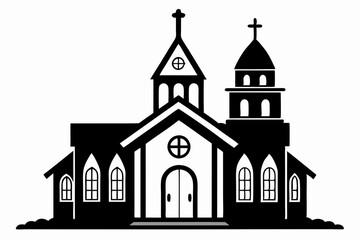 church line art silhouette vector illustration