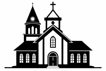 church line art silhouette vector illustration