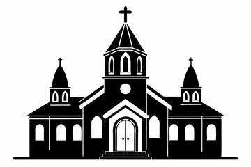 church line art silhouette vector illustration