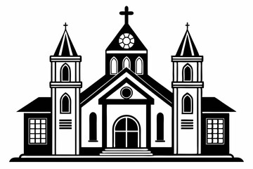 church line art silhouette vector illustration